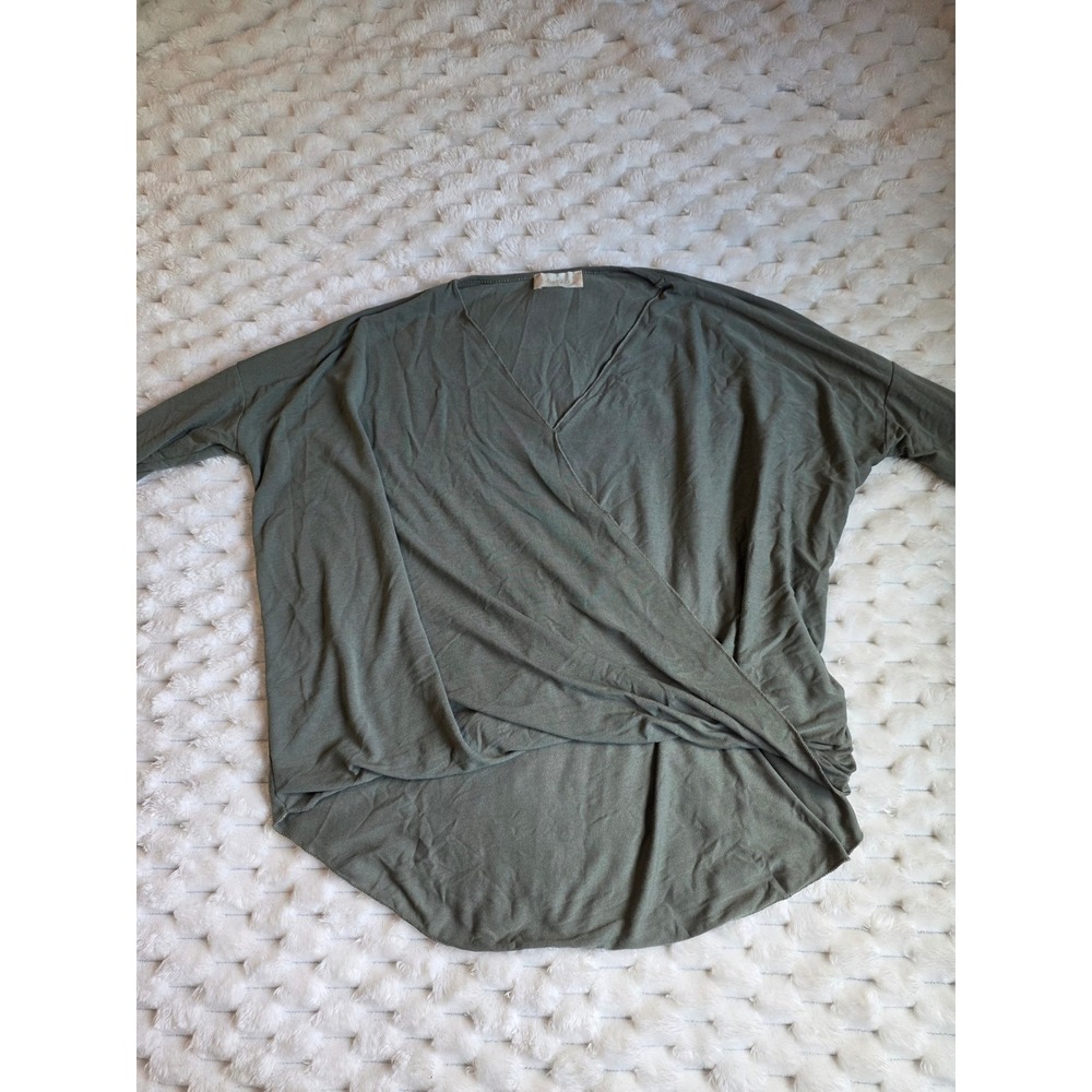 Altar'd‎ State Womens Olive Green Surplice Twist Front High Low Top Small
